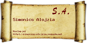 Simonics Alojzia névjegykártya